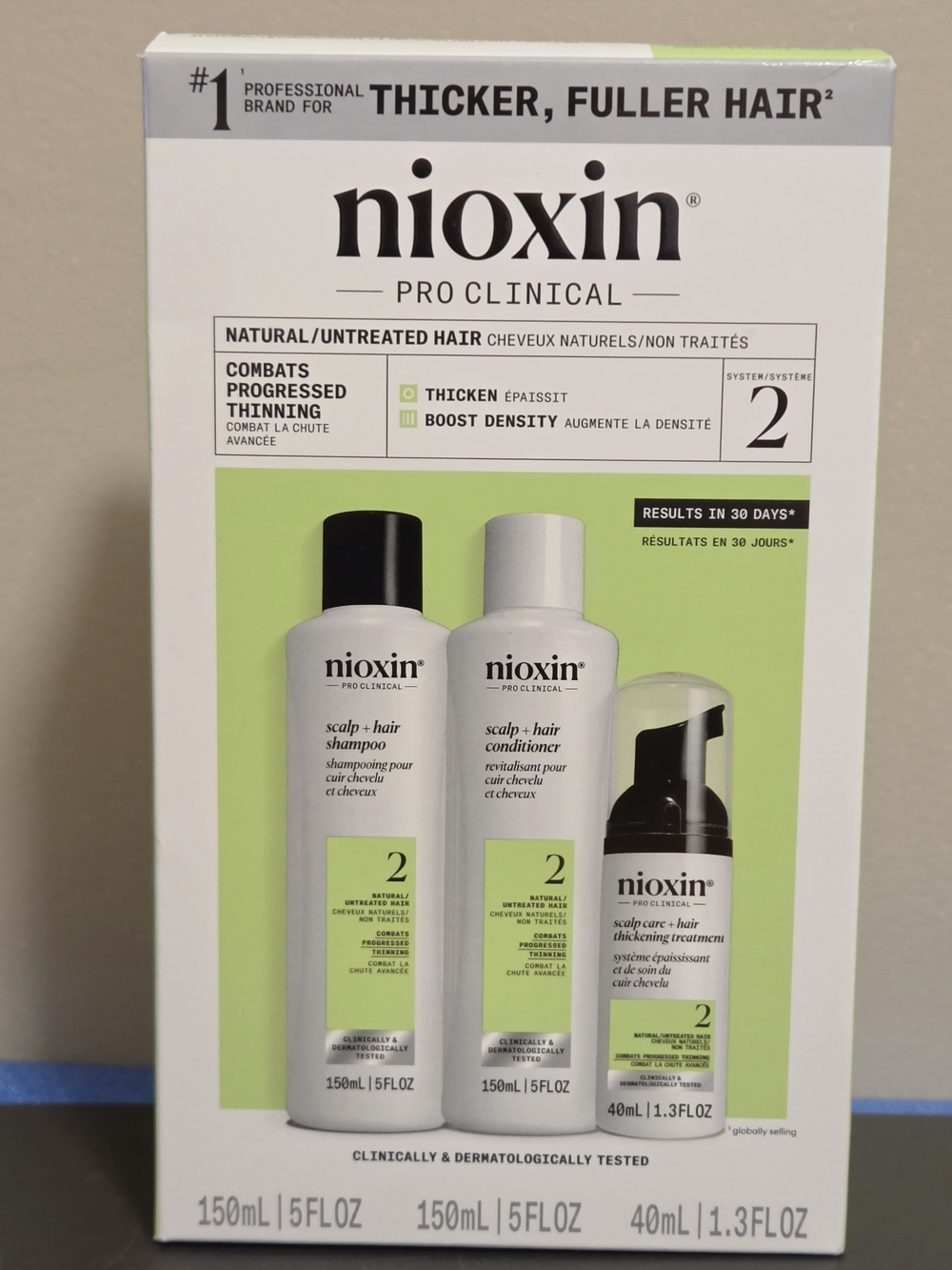 Nioxin Pro Clinical System 2 Scalp & Hair Treatment Set — White & Green